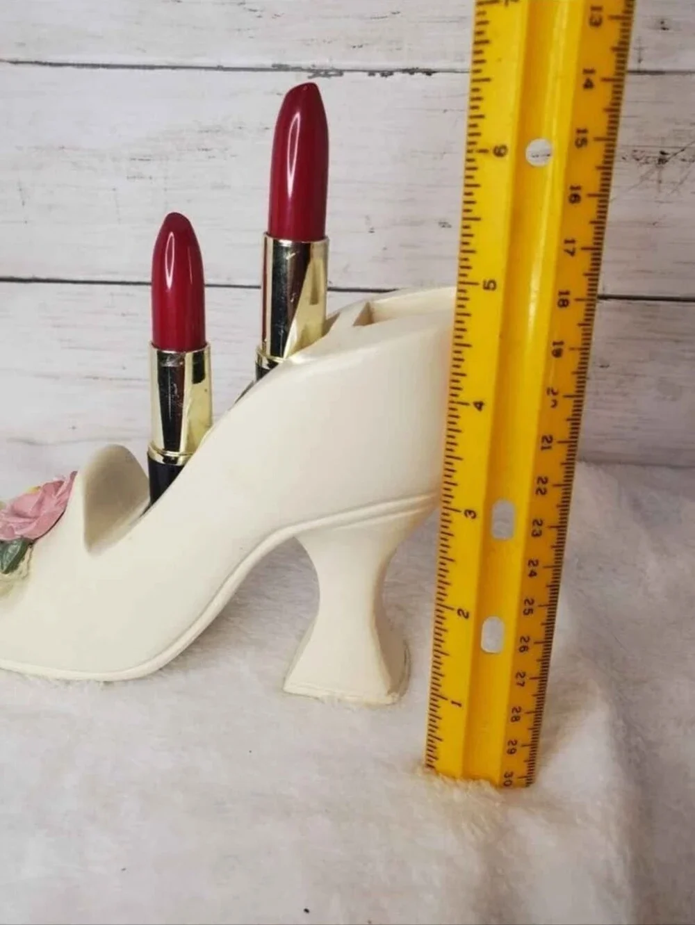 Vintage Victorian Wooden High Heel Lipstick Holder Cottagecore Grandmacore Mcm